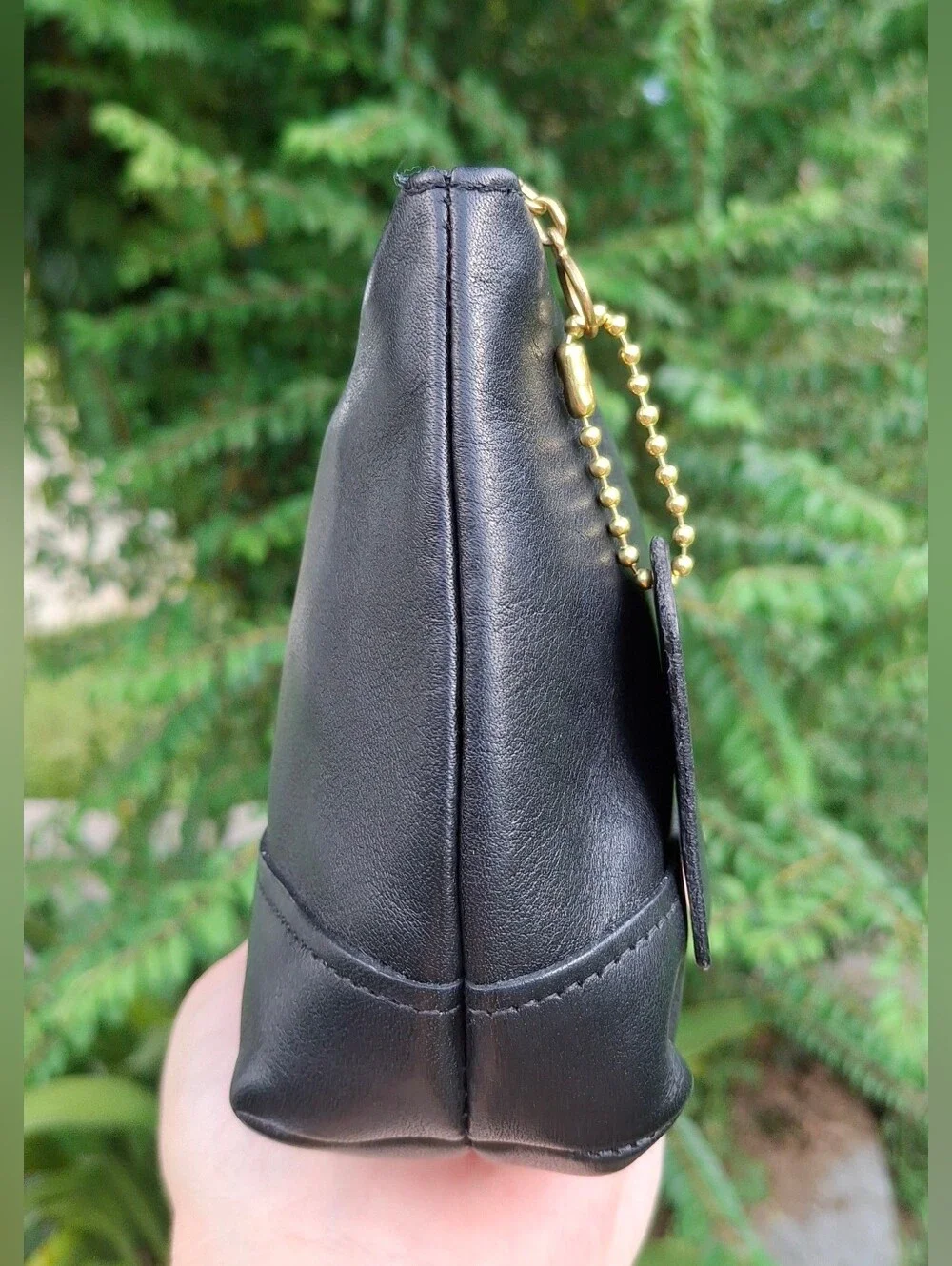 Vintage 90's Coach Black Glove-Tanned Leather Large Cosmetic Case Pouch #7172